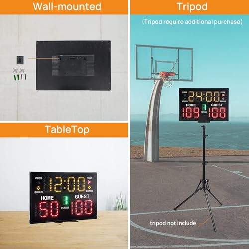 Sports Electronic Scoreboard, Basketball Digital Scoreboard, Wall-Mounted Professional Score Clock Score Keeper