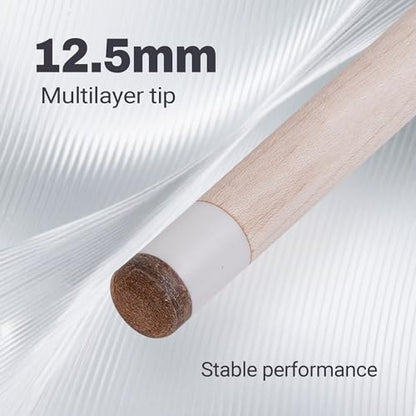 Pool Cue Stick for Adults, 58" Inch Pool Cue with 12.5mm Tip Hard Maple 2-Piece Billiard Cue Stick Beginner Pool Cue - color: Black