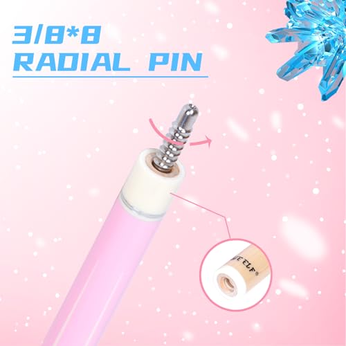 CUEELF Pink Pool Cue Stick 58inches Canadian Maple Billiard Cue Sticks Professional Pool Stick Gifts for Women and Ladies - color: Pink+Blue, size: 19.5 oz