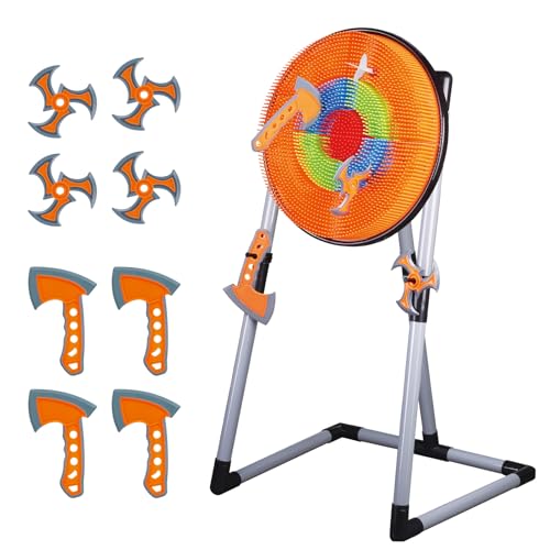 Contixo TS1 Axe Throwing Bristle Target Set for Kids, 2-in-1 Board Family Carnival Party Fun Toy with 4 Foam Axes, 4 Triangle Darts for Boys & Girls Gift Family Indoor Outdoor Backyard Game Foldable