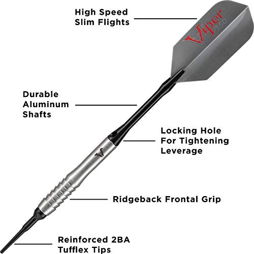 Viper V-Factor 90% Tungsten Soft Tip Dart Set with Case - style: Partial Shark Fin (20 Grams)