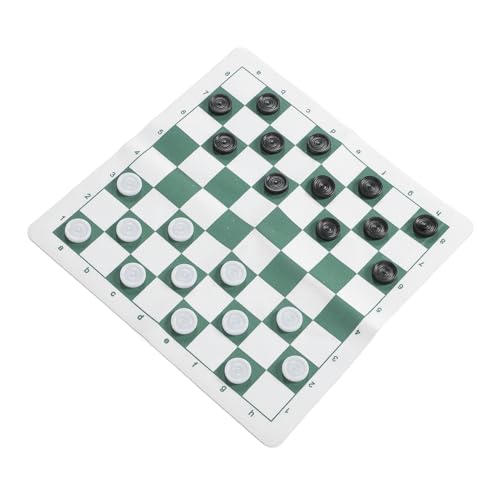 Outdoor Checkers, Folding PU Leather Camping Games Checkers Set with 24 Pieces for Kids Adults Family Picnics Parties Lawn BBQ (Green) - color: Green