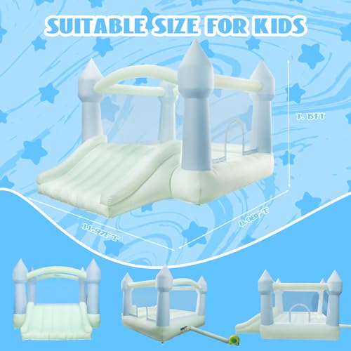AKSPORT Inflatable Bounce House,White Castle Bounce House for Kids 3-6 Indoor & Outdoor Inflatable Bouncer House with Slide & Air Blower & Balloons for Kids Birthday Party,Wedding Party - style: 11.97x8.98x7.15ft-green