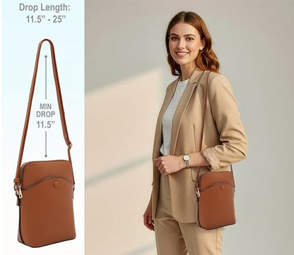 Solene Small Crossbody Bag with Gold Hardware, Mini Shoulder Purse with Adjustable Strap - color: Tan