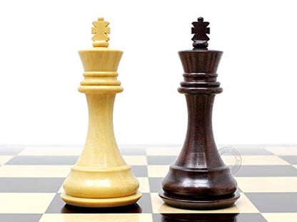 House of Chess - Ringy Rosewood/Boxwood Chess Pieces Rio Staunton 4.0" (102 mm) - 2 Extra Queens - Triple Weighted