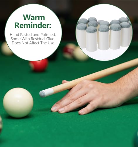 25Pcs Pool Cue Tips, 5 Sizes Billiard Cue Tips (9mm/10mm/11mm/12mm/13mm) Replacement Kit, Slip-on Design for Quick Installation, Durable Pool Table Accessories (5Pcs per Size)