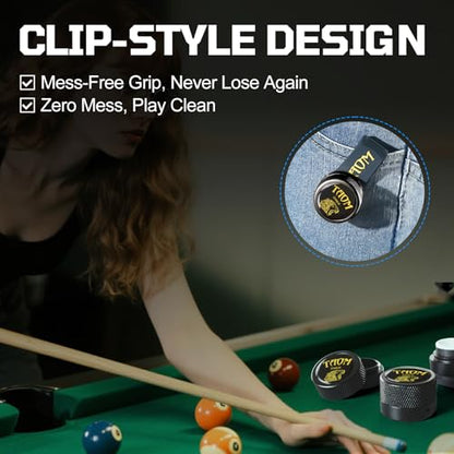 Banly Round Pool Chalk Holder - Portable Pool Cue Chalk Holder, Magnetic Mini Chalk Holder Pool Billiards, Pool Cue Chalk Case Container, Silicone Clip for Magnetic Mini Chalk Holders