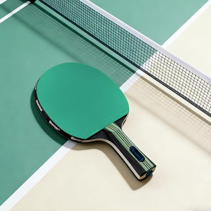 Senston 5-Ply Ping Pong Paddles Set – Premium Wood Table Tennis (Set of 2) with 3 Balls & Portable Carry Case – High-Control 2mm Sponge & Ergonomic Non-Slip Grip for Beginners & Family Play - color: Green