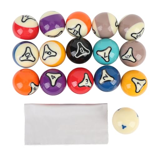 Billiard Balls Set Pool Ball Set 16Pcs Billiard Balls Set US Style Pool Ball Resin 57.2mm Dia for Tournament Practice