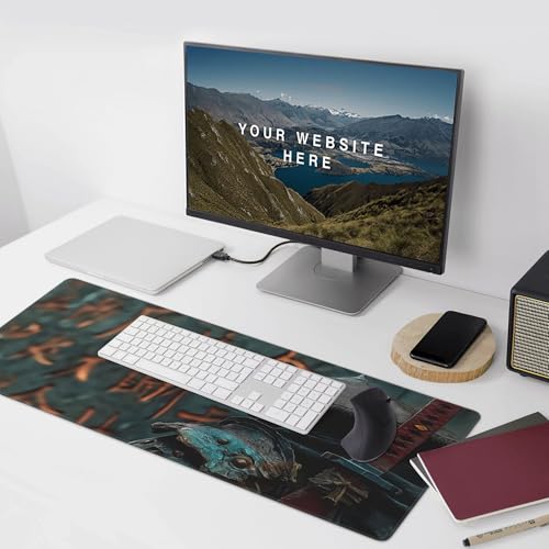 Large Extended Gaming Mouse Pad with Stitched Edges, (35.4X15.7In) Durable Non-Slip Natural Rubber Base, Waterproof Computer Keyboard Pad Mat for Esports Pros/Gamer/Desktop/Office/Home (C) - color: C