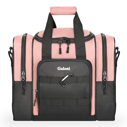Goloni 1 Ball Bowling Bag for Men, Durable Bowling Tote with Padded Holder & Ventilated Shoe Compartment (Fits Size 14) - color: Meat pink