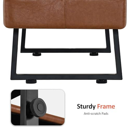 BarberPub Waiting Room Chairs, Heavy Duty Office Guest Reception Bench, Faux Leather Upholstered Lobby Chairs for Salon, Conference Room 7008 (Cognac) - color: Cognac
