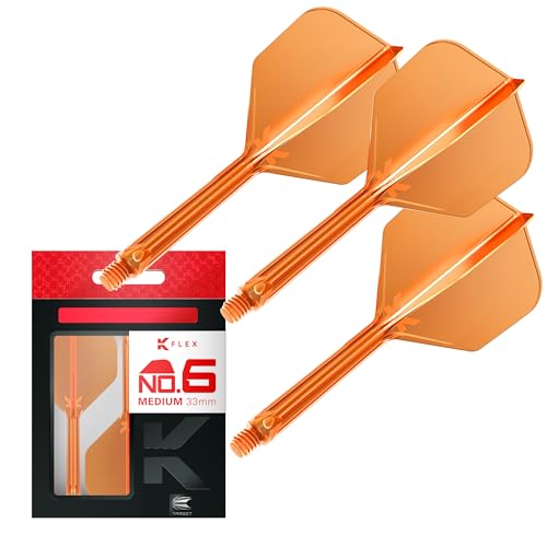 Target Darts K Flex Integrated Dart Flight and Shaft, No.6 | 3-Pack K-Flex - No. 6, Kflex Precision-Molded 2-in-1 Dart Flights and Dart Shaft | Professional Dart Accessories - color: Orange, size: Medium (33mm)
