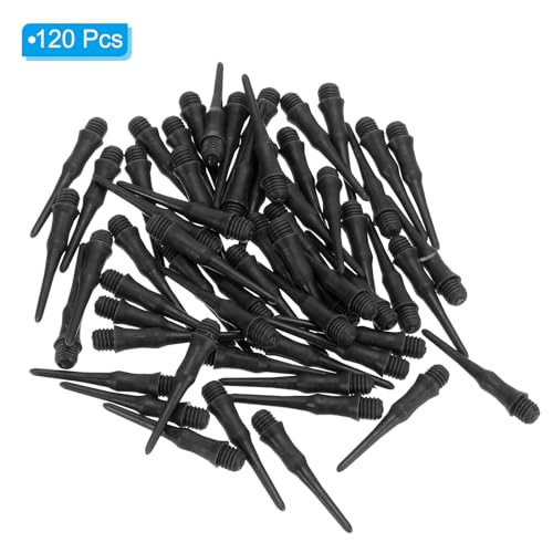 PATIKIL Plastic Dart Tips 2BA Thread, 120 Pack Soft Dart Tip Replacement Dart Accessories, Black