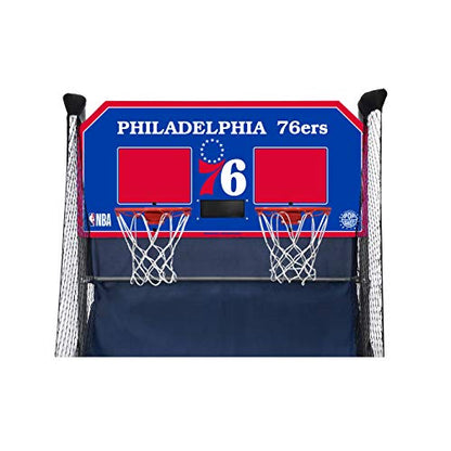 Pop-A-Shot - Home Dual Shot Arcade Basketball Game with NBA Graphics l Sensor Scoring l 16 Game Modes l 7 Balls l Foldable Storage l for All NBA Fans - style: Philadephia 76ers