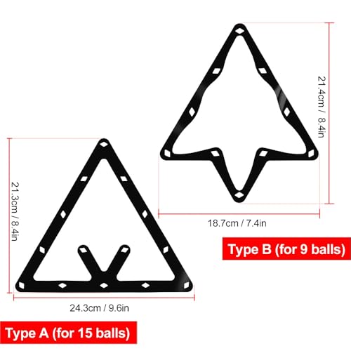 6 Pcs Billiard Ball Rack Holder – Film Design for 15 & 9 Balls, Ultra-Thin Diamond Engraved Rack for Precise Ball Placement - size: For 15 balls