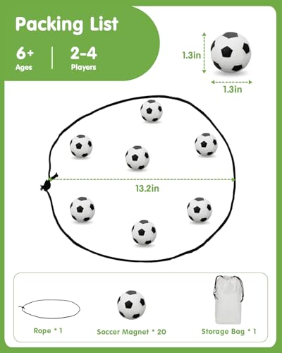 Soccer Magnetic Game with String & 20 Football-Shaped Stones – Fun Puzzle Strategy Games for Family Game Night, Party, Travel & Camping – 2 Player Games for Kids & Adults, Great Gift