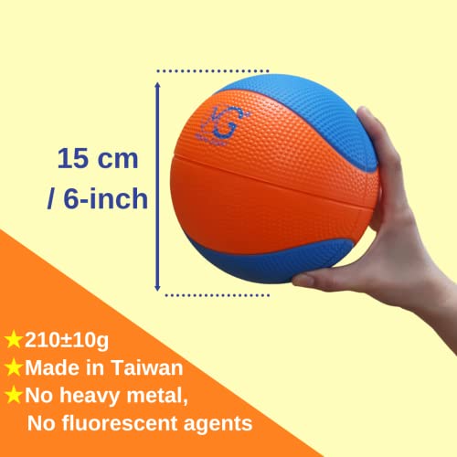 Macro Giant 6 Inch (Diameter) PU Foam Basketball, Set of 4, Basic Colors, Beginner, Training Practice, Playground, Preschool - color: Basic Colors