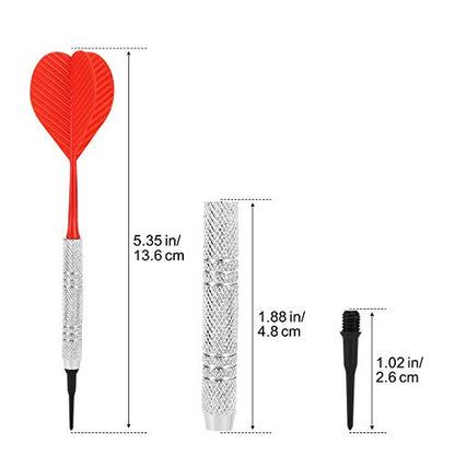 Accmor 12 Pack Soft Tip Darts, Bar Dart, Plastic Tip Darts Set, Attach Extra 100 Black 2BA Replacement Tips, Soft Tip Darts for Electronic/Plastic Dartboard