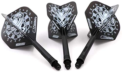 CUESOUL Jazz - Soft Tip Darts Set 19 Grams with 6pcs AK5 Plastic Integrated Flights & 36pcs Plastic Tips for Electronic Dart Board - color: Black Rose + White Skull