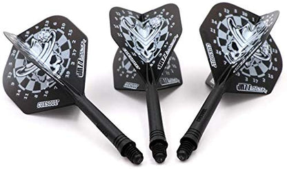 CUESOUL Jazz - Soft Tip Darts Set 19 Grams with 6pcs AK5 Plastic Integrated Flights & 36pcs Plastic Tips for Electronic Dart Board - color: Black Rose + White Skull