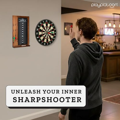 Play Platoon Dart Scoreboard & Darts Holder Wall Mount - Wood Score Board, Professional Darts Accessories, Dart Holder - size: 20 x 12 inch, style: Chalkboard