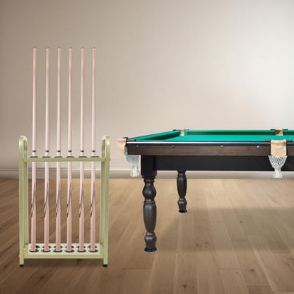 12-Hole Pool Cue Holder Floor Stand, Billiards Cue Rack with Rubber Protectors & Non-Slip Feet, Large Capacity Storage for Billiards Room, Game Room, Bar, Club
