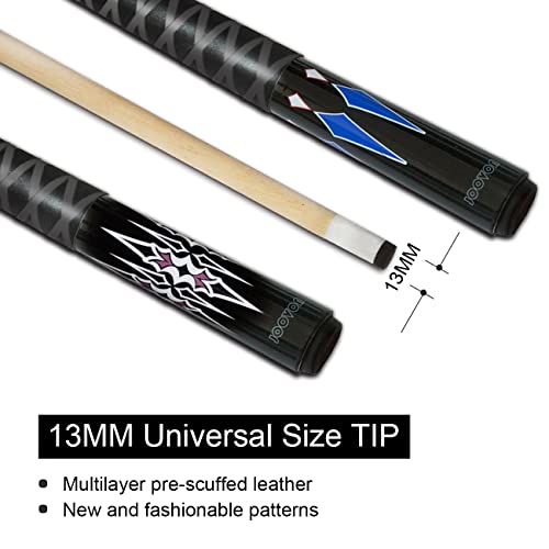 Pool Sticks Set of 4 and Pool Sticks Set of 2 with 13mm Cue Tip 58" Pool Cue with Rubber Anti-Skid Sleeve - color: POOL CUES SET OF 4