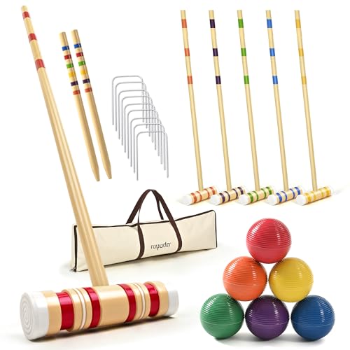 ropoda 35In Updated Six-Player Croquet Set with Wooden Mallets, Colored Balls, Sturdy Carrying Bag for Adults &Kids, Croquet Set Perfect for Lawn,Backyard,Park and More - size: 35"-Deluxe