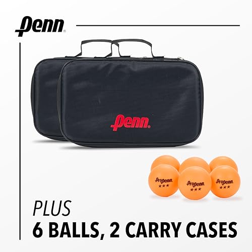 Penn 4-Player Table Tennis Paddle Set - Includes Four Penn 3.0 Paddles, Three 3-Star ping Pong Balls, and Two Storage Pouches