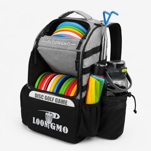 Disc Golf Bag, Durable Disc Golf Backpack Holds 22+ Discs, Large Capacity with Multiple Storage Pockets - color: Grey