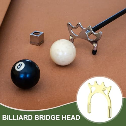 Billiard Bridge Head, Pool Cue Stick Bridge Screw-on Metal Cue Rests Billiard Accessories - color: Gold, style: High Fork