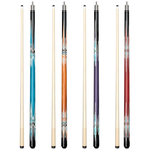 Pool Stick Set of 4, Pool Sticks for Adults, 4 Pool Cues Billiard Set, 58inch Billiard Cue with Maple Wood for Professional Billiard Players - 18oz, 19oz, 20oz, 21oz - color: B04