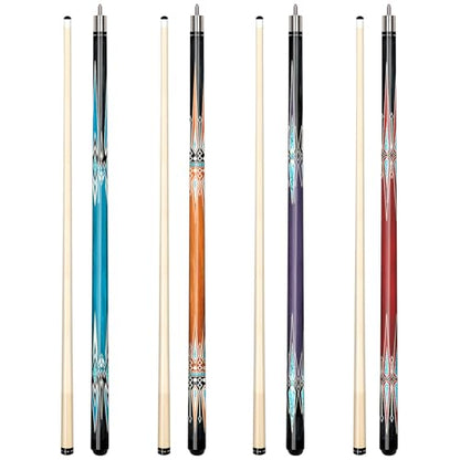 Pool Stick Set of 4, Pool Sticks for Adults, 4 Pool Cues Billiard Set, 58inch Billiard Cue with Maple Wood for Professional Billiard Players - 18oz, 19oz, 20oz, 21oz - color: B04