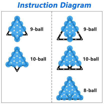 6Pcs Magic Ball Rack Magic Rack Sheet, Pool Ball Rack Magic Rack Sheet Billiards Ball Rack Holder Sheet,Triangle Cue Accessorie 8, 9, and 10 Ball Combo Pack