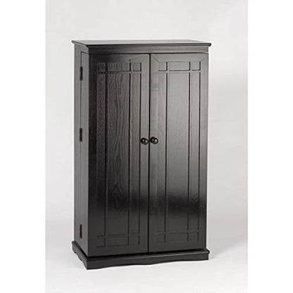 Leslie Dame Solid Oak Multimedia Storage Cabinet with Classic Mission Style Doors, Dark Oak - color: Dark Oak