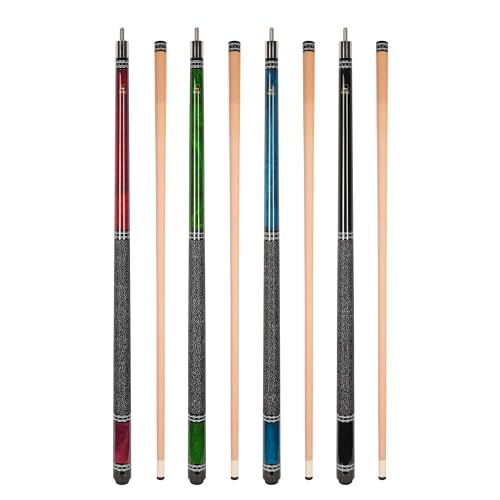 ASKA Set of 4 L9 Pool Cue Sticks 58", 2-Piece Construction, 5/16x18 Joint, Hard Rock Canadian Maple, 13mm Hard Leather Tip