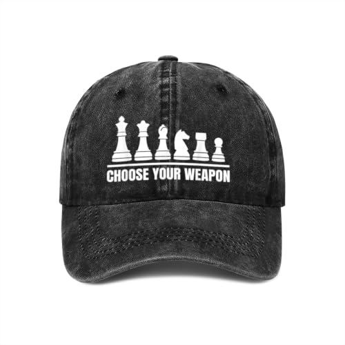 Choose Your Weapon Retro Chess Master Pieces Game Club Humor Baseball Caps,Fishing Hat Trucker Cap Adjustable Sun Peak Hats - color: Black 2