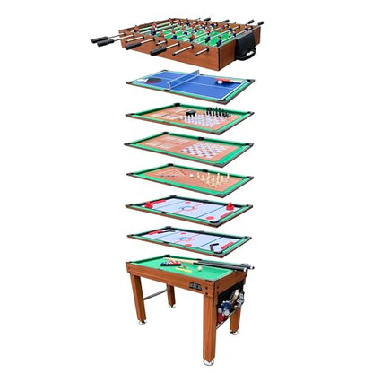 KICK Decagon 55" 10-in-1 Multi-Game Table - color: Brown