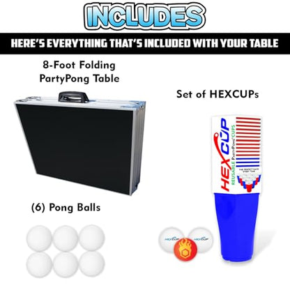 8-Foot Regulation Length Folding Table w/Optional Cup Holes, LED Lights, Custom Graphic (Choose Your Model) - color: Black, style: Base Model