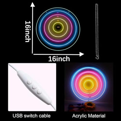 DartBoard Neon Sign Dart Target Led Neon Light Suitable for Adult Kids to Play Comes with 6 Suction Cup Darts, Dimmable Wall Light for Bedroom Game Room Man Cave Bar Club Decor