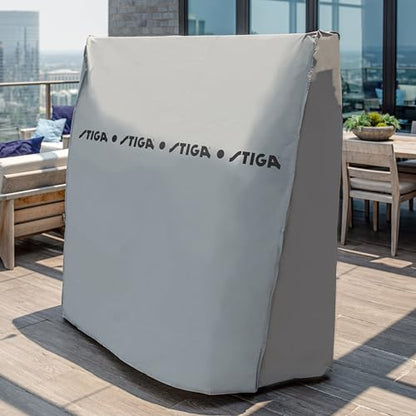 STIGA Universal Ping Pong Table Cover- Outdoor/Indoor - Premium All-Weather Resistant, Rust Resistant, UV Protection – Elastic Fit on 9’ x 5’ Regulation-Sized Table Tennis Tables in Upright Position