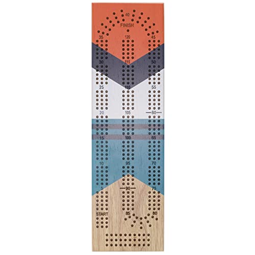Pacific Shore Games Canoe Cribbage Board Game Set, Sunrise Nautical Print, Continuous 3 Track Travel Cribbage Boards Unique, Wooden Board Games for Adults, 9 Metal Cribbage Pegs, 12 Inches - style: Sunrise