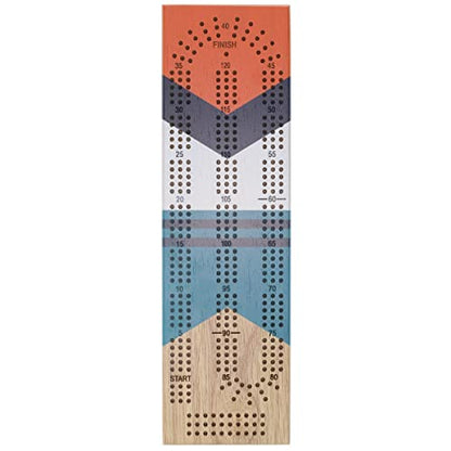 Pacific Shore Games Canoe Cribbage Board Game Set, Sunrise Nautical Print, Continuous 3 Track Travel Cribbage Boards Unique, Wooden Board Games for Adults, 9 Metal Cribbage Pegs, 12 Inches - style: Sunrise
