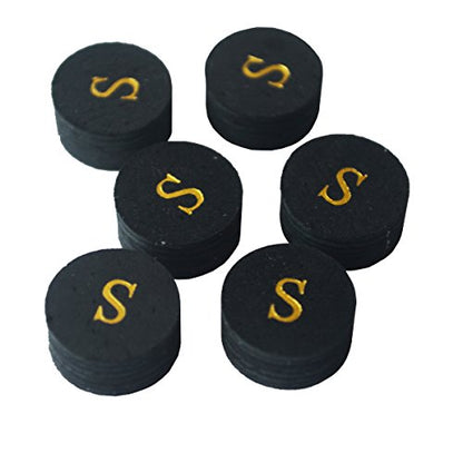 Collapsar 6pcs 14mm Black Multiple Layer Pigskin Pool Cue Tips H M S - color: S