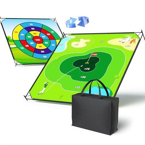 58" x 58" Battle Golf Chipping Game - 2-in-1 Sticky Golf Game Set, Large Chipping Mat for Chipping Practice - Fun Family Party Game for Indoor and Outdoor Use - size: 58" x 58" Basic