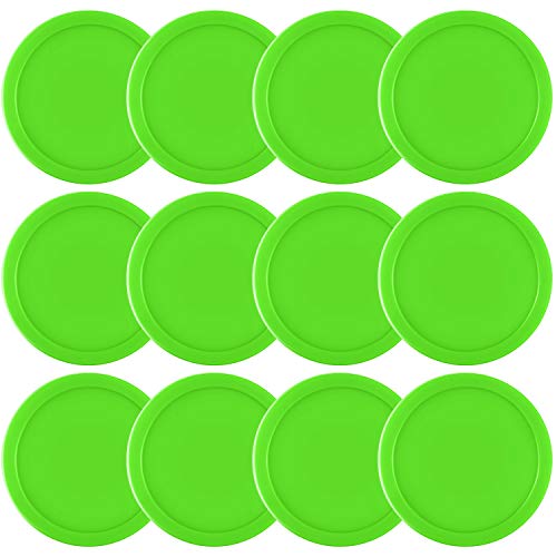 Coopay 12 Pieces Home Air Hockey Pucks 2.5 Inch Heavy Replacement Pucks for Game Tables Equipment Accessories, 12 Grams - color: Green