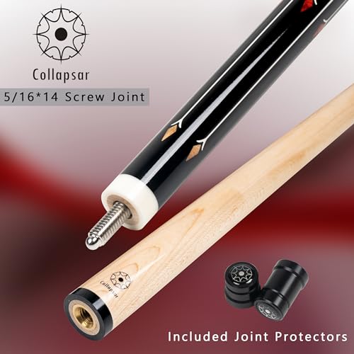 Collapsar CA Pool Stick with 1X1 Hard Case,58" Maple Professional Billiard Cue Stick,19-21 oz Pool Cue Set - color: CA005+Joint Protector+Hard Case, size: 19 ounce