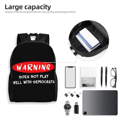 Warning Does Not Play Well With Democrats Backpacks For Men Women Book Bag Travel Hiking Camping Work Lightweight - color: Ye11