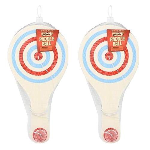ArtCreativity Wooden Paddle Balls, 11 Inch Paddle Ball with String, Pack of 2 Paddleball Outdoor Game Kids Toys, Sports Party Favors, Goodie Bag Stuffers, Fun Activity for Kids and Adults